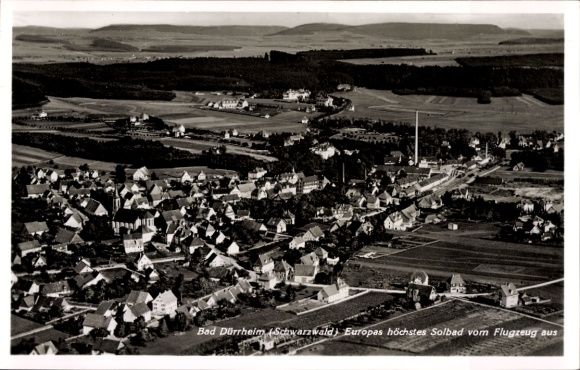 Postcard Bad Dürrheim in the Black Forest Baar district, aerial photograph, panorama of the town