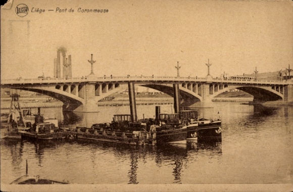 PC Liège Liège Wallonia, bridge, ships, water, from 1934