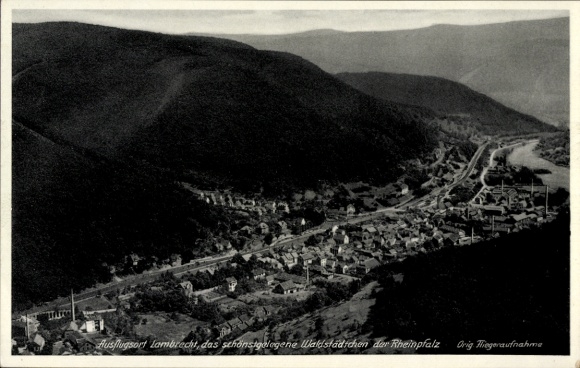 Postcard Lambrecht in der Pfalz, aerial photograph
