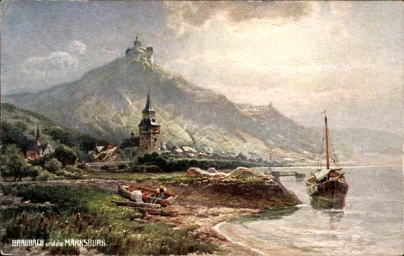Artist Postcard Braubach am Rhein, Marksburg