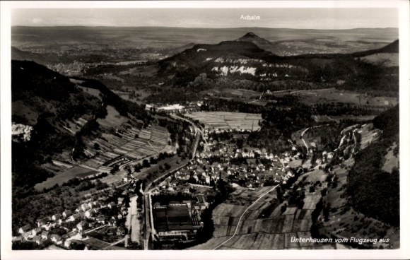 Postcard Unterhausen Lichtenstein in Württemberg, aerial photograph