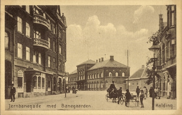 Postcard Kolding Denmark, Jernbanegade, Banegaarden