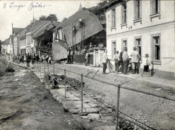 Ak Triebes in Thüringen, Hochwasserkatastrophe am 15. August 1924