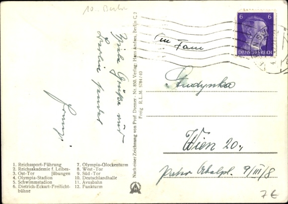 Postcard Berlin Charlottenburg Westend, Reichssportfeld, Olympic Stadium, Radio Tower