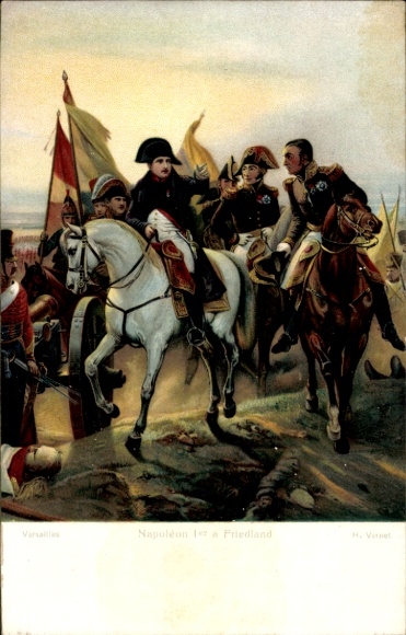 Artist Postcard Vernet, H., Napoleon I, Battle of Friedland