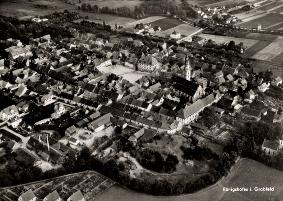 Postcard Bad Königshofen in Grabfeld Lower Franconia, aerial photograph