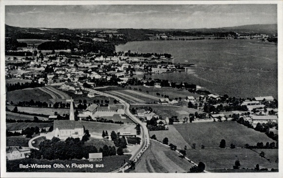 Postcard Bad Wiessee in Upper Bavaria, aerial photograph