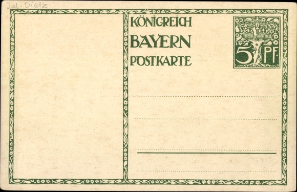 Postal stationery artist PC Diez, M., Prince Regent Luitpold of Bavaria, 1821 to 1911, carriage