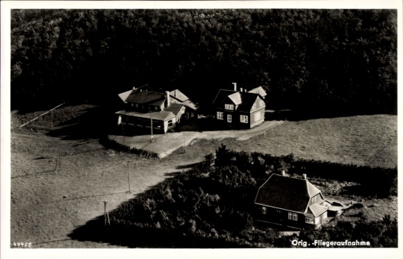 Ak Breungeshain Schotten in Hessen, Hoherodskopf, Flugaufnahme, Gaststätten, W. Bender, Schotten,