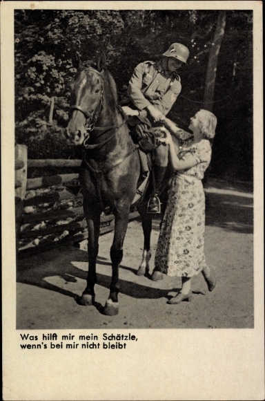 Postcard Wehrmachtsoldat mit Frau, farewell, What good is my darling if it doesn&#39;t stay with me