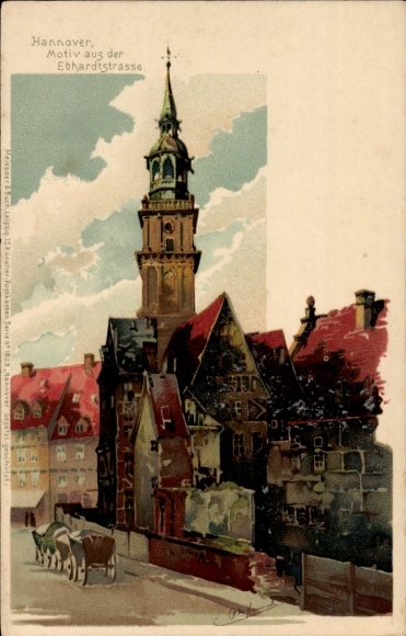 Kunstenaar litho Hammel, Otto, Hannover in Nedersaksen, motief uit Ebhardtstraße, Meissner Buch