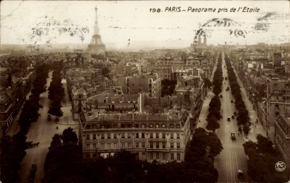Ansichtkaart Parijs VIII, Panorama pris de l'Etoile