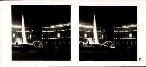 Stereo Photo Hitler Mussolini, The Fuhrer&#39;s State Visit to Italy, No. 22 Piazza dell Esedra