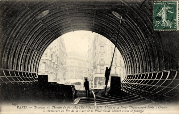 PC Paris VI., Metropolitan Railway Works. Line No. 4 Porte de Clignancourt, Porte d'Orléans