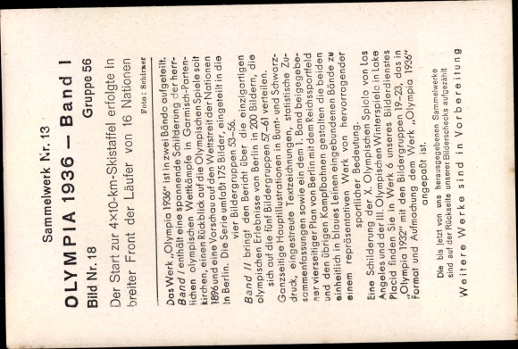 Collection picture Olympia 1936, winter games, start of the ski relay