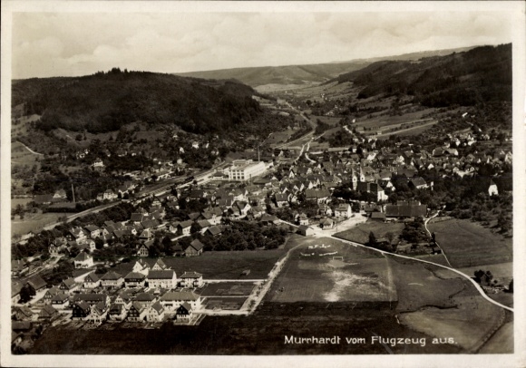 Postcard Murrhardt in Württemberg, aerial view of green landscape, houses, streets