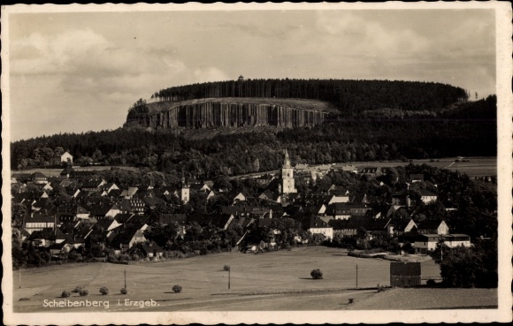 Ak Scheibenberg im Erzgebirge Sachsen, Panorama, Orgelpfeifen