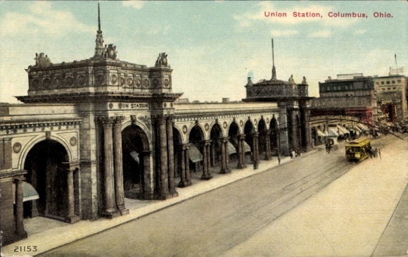 Ansichtkaart Columbus Ohio de VS, Union Station