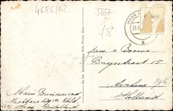 Postcard Haan in the Rhineland, church square, Altbergisches Haus, neighboring mountain, local history museum