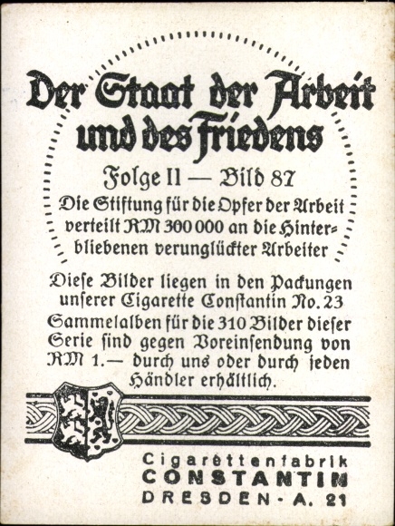 Collection card The State of Labor and Peace, Foundation for Victims of Labour