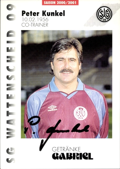 Autograph card Co-Trainer Peter Kunkel, SG Wattenscheid 09, autograph