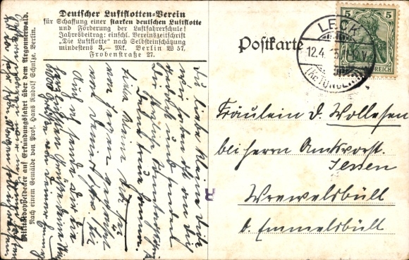 Artist Postcard Schulze, Hans Rudolf, Military biplane on reconnaissance mission over the Argonne Forest