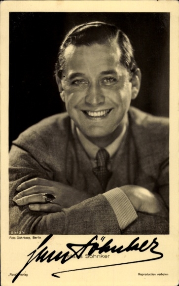 Ak Schauspieler Hans Söhnker, Portrait, Autogramm