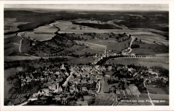 Postcard Bühlertann in Württemberg, aerial photograph