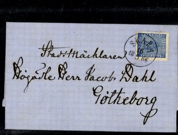 Michel No. 8 "Skara 1866", complete folded letter