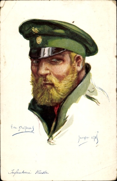 Kunstenaar Ak Dupuis, E., Franse geallieerden, soldaat van de Russische infanterie, 1915