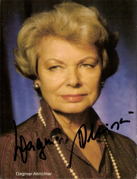 KP aktorka Dagmar Altrichter, portret, autograf