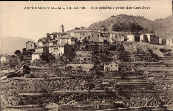 Postcard Aspremont Alpes-Maritimes, general view, hills, houses, landscape