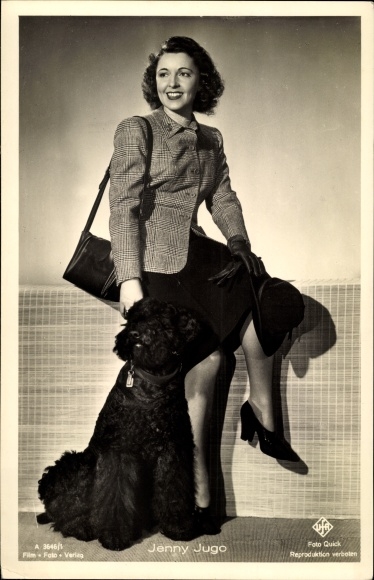 Postcard actress Jenny Jugo, dog
