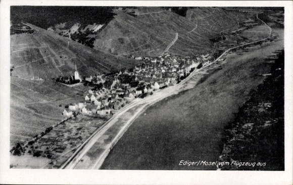 Postcard Ediger Eller on the Moselle, aerial photograph