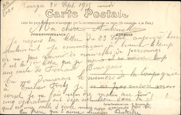 Postcard Bourges Cher, La Gare