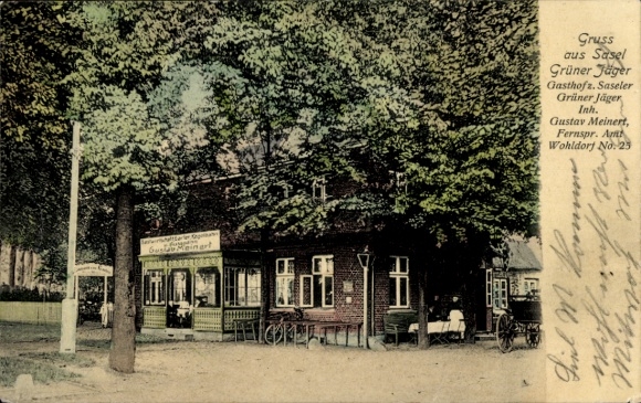Ansichtkaart Hamburg Wandsbek Wohldorf, Gasthof Saseler Grüner Jäger