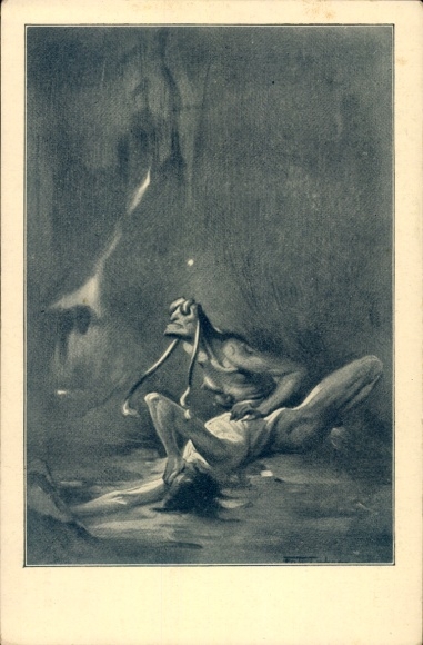 Artist Postcard Fahrenkrog, Ludwig, Tormenting Forces