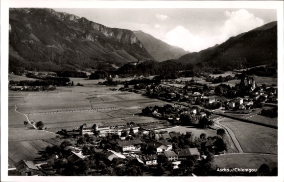 Postcard Aschau im Chiemgau Upper Bavaria, aerial photograph
