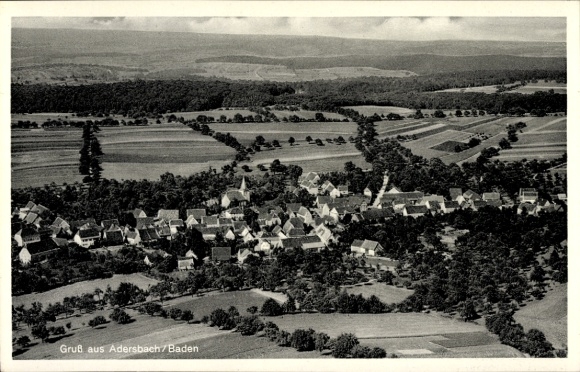 Postcard Adersbach Sinsheim in Baden, aerial photograph