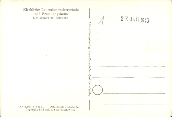 Postcard Lichtenstern Löwenstein in Württemberg, Church Teachers' High School, Reformatory Home, aerial photograph