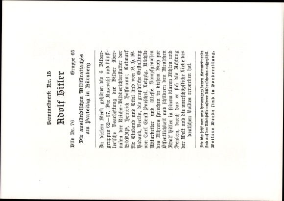 Collective picture work 15 Adolf Hitler No. 76 Nuremberg Nazi Party Rally 1933 Foreign military attachés