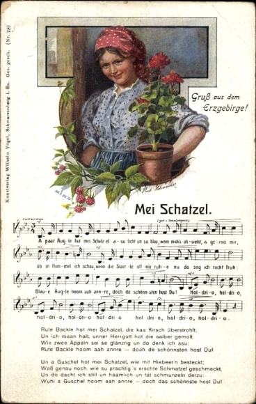 Song Artist Postcard Schneider, Rud., Mei Schatzel, Erzgebirge, Wilhelm Vogel