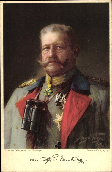KP artystyczna Vogel, Hugo, feldmarszałek Paul von Hindenburg, portret, lornetka