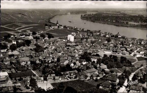 Postcard Nierstein in Rhineland Palatinate, view of the town, aerial photograph