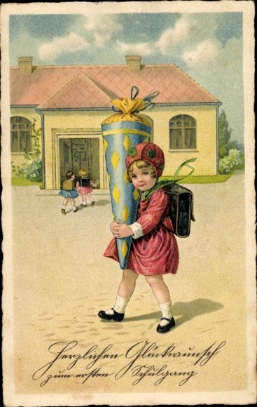 Postcard Congratulations School Enrollment, Student, School Cone