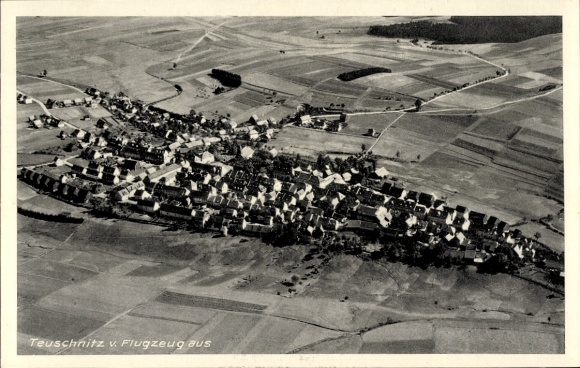 Postcard Teuschnitz in the Franconian Forest, aerial photograph