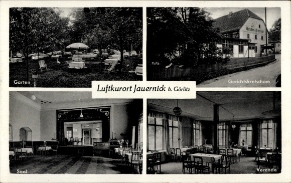 Ak Jauernick Buschbach Markersdorf Oberlausitz, restaurant, tuin, hal, veranda