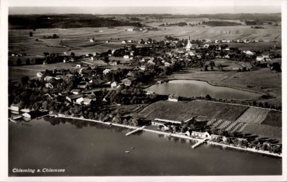Postcard Chieming am Chiemsee Upper Bavaria, aerial photograph
