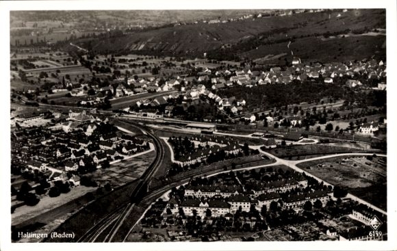 Postcard Haltingen Weil am Rhein, aerial photograph