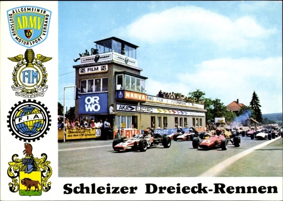 Ak Schleiz in Thüringen, Schleizer Dreieck Rennen, ADMV, FIA, FIM, Wappen, Formel C9 Wagen